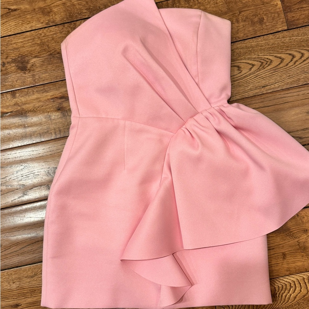 Elliatt Strapless Peplum Dress in Blush Pink